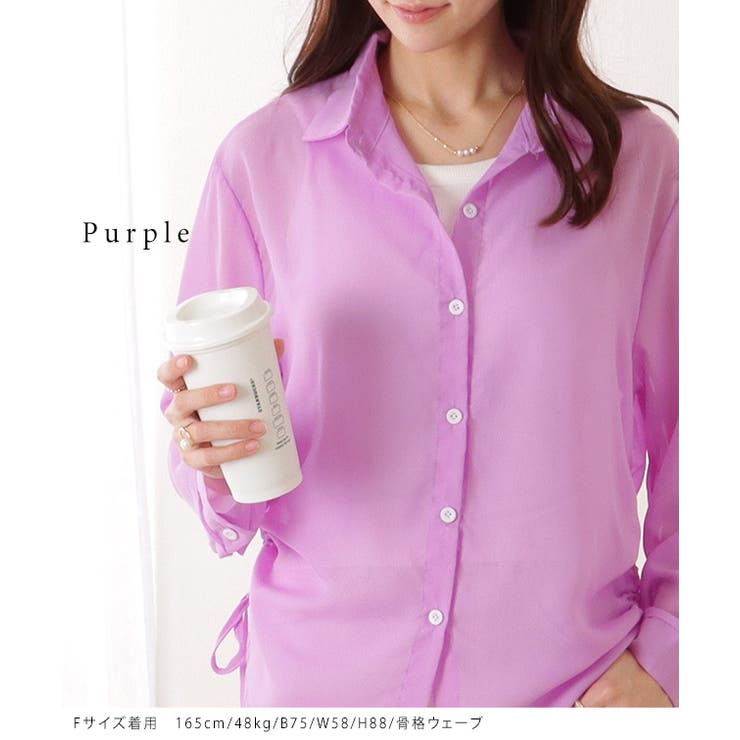 ドローストリング付き 長袖 シフォン | レースレディース  | 詳細画像13 