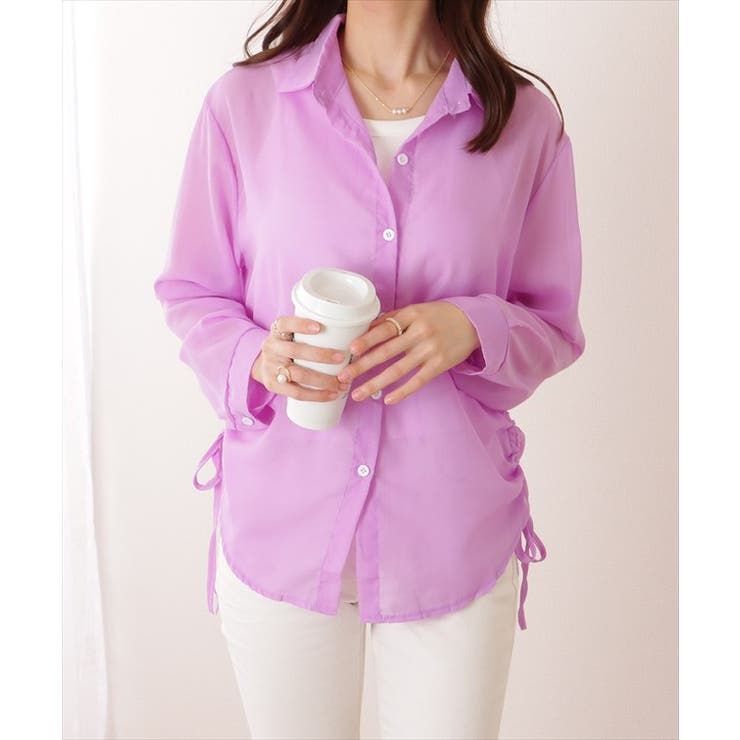 ドローストリング付き 長袖 シフォン | レースレディース  | 詳細画像16 