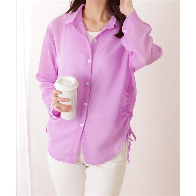 ドローストリング付き 長袖 シフォン | レースレディース  | 詳細画像17 