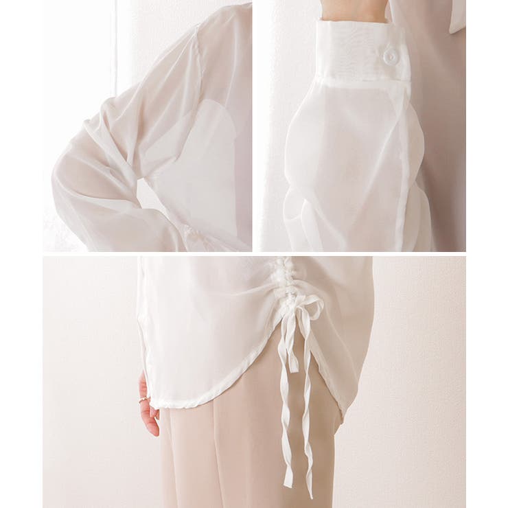 ドローストリング付き 長袖 シフォン | レースレディース  | 詳細画像19 