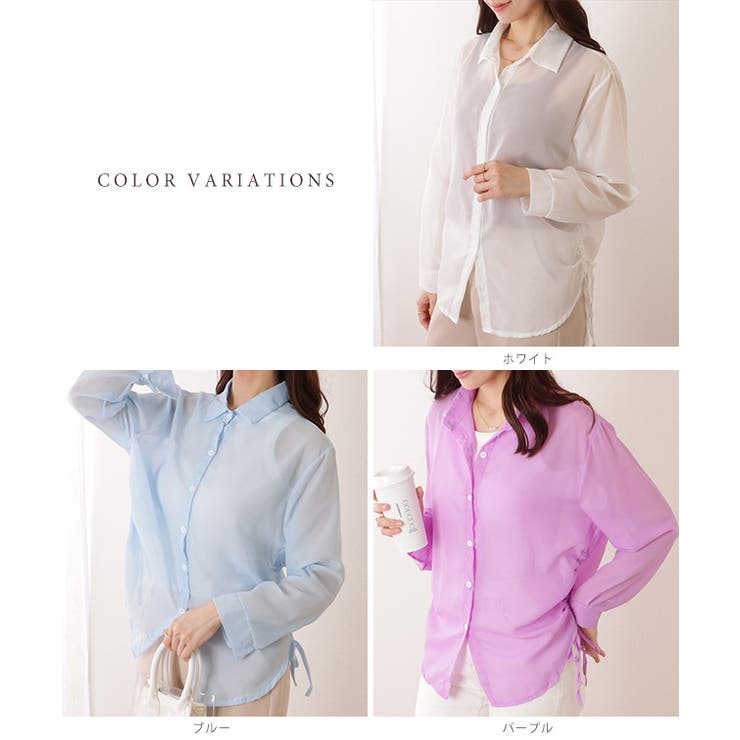 ドローストリング付き 長袖 シフォン | レースレディース  | 詳細画像2 