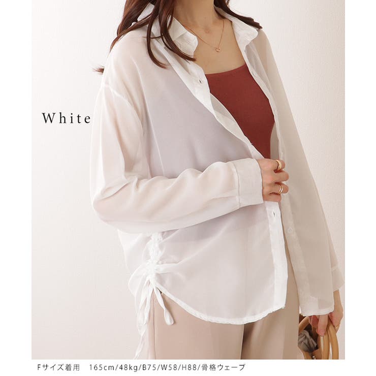 ドローストリング付き 長袖 シフォン | レースレディース  | 詳細画像3 