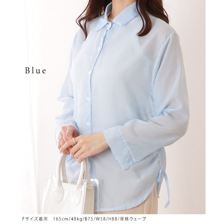 ドローストリング付き 長袖 シフォン | レースレディース  | 詳細画像8 