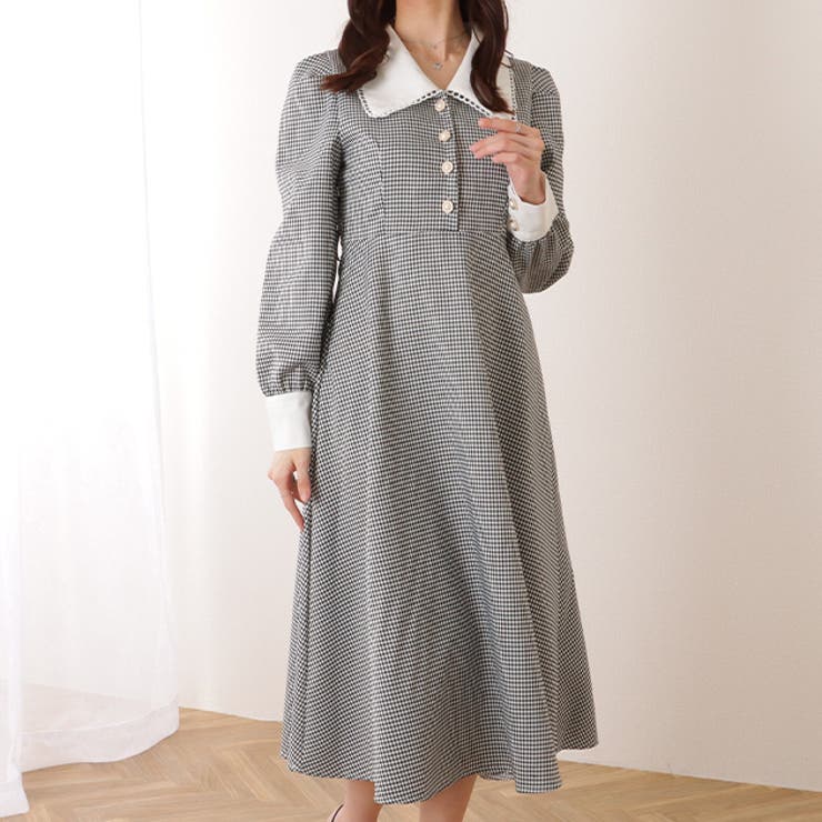 Green Parks WEARS ギンガムチェックレース付フレアブラウスB