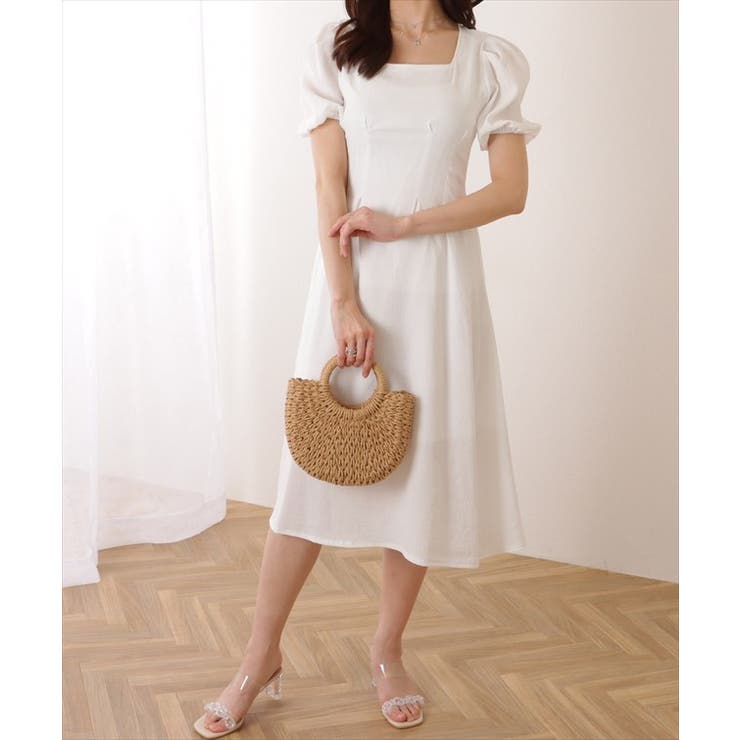 スクエアネック パフスリーブ Aライン | レースレディース  | 詳細画像10 