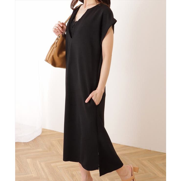 深Vネック サイドスリット 半袖 | レースレディース  | 詳細画像6 