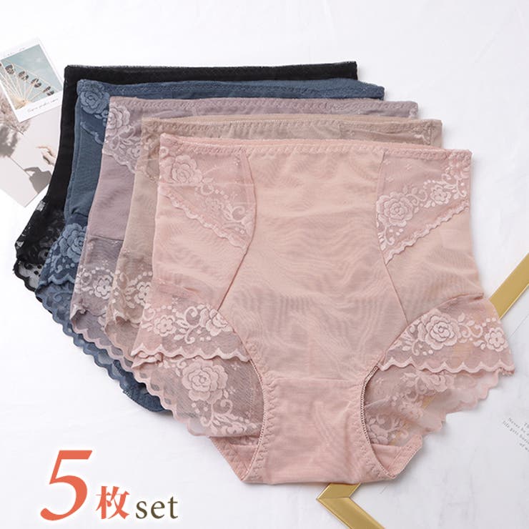 【5枚セット】ハイウエストレーシィストレッチガードルショーツ 女性 レディース | レースレディース  | 詳細画像1 