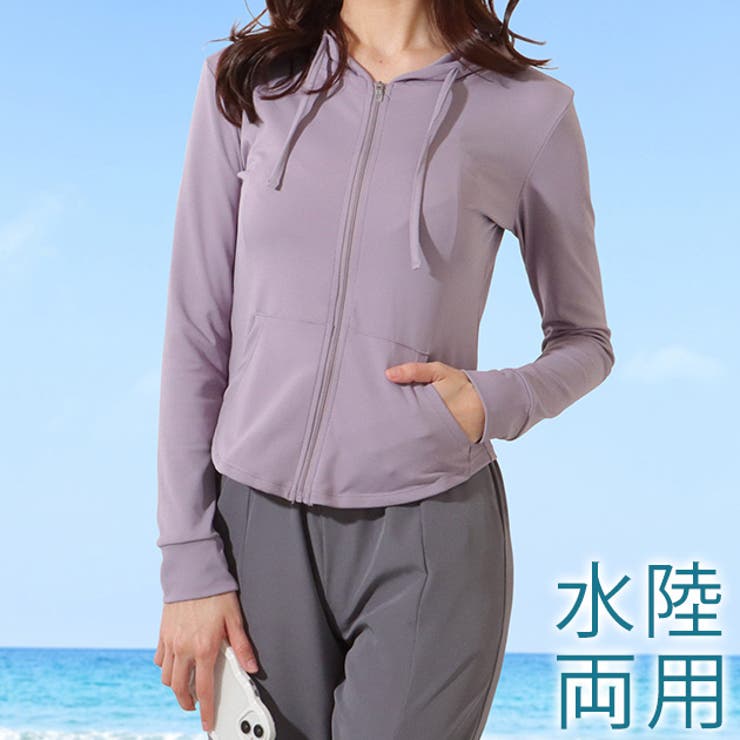 フロントジップ フーデット フィットネス | レースレディース  | 詳細画像1 