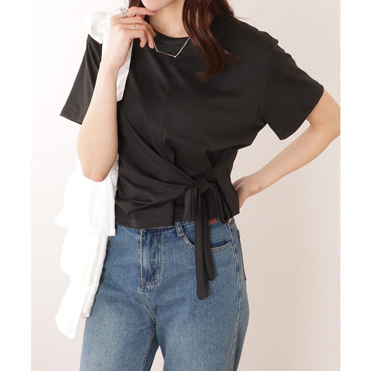 裾リボン クルーネック コンパクト 半袖 トップス | レースレディース  | 詳細画像4 