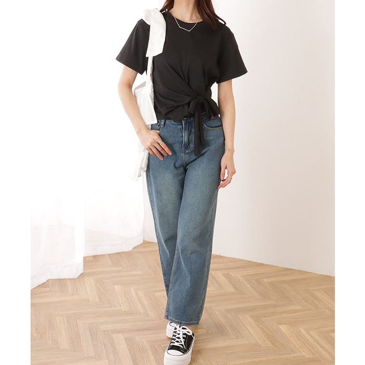 裾リボン クルーネック コンパクト 半袖 トップス | レースレディース  | 詳細画像5 