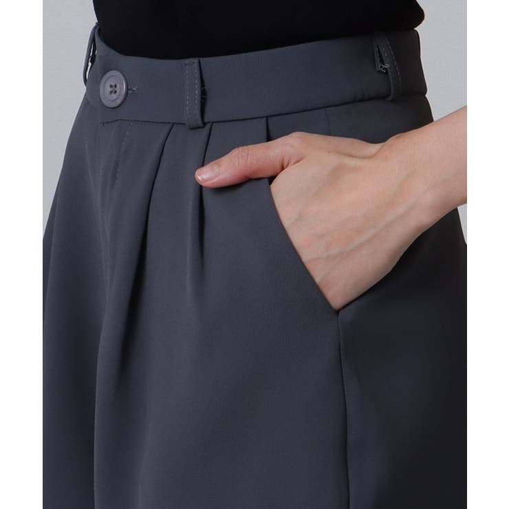 代引き人気 ハイウエスト ワイド ハーフ タック パンツ[品番：LCLW0006405 レッグウェア