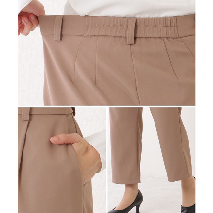 割引クーポン ノーカラー パンツ[品番：LCLW0006684]｜レース タック XLサイズ以上