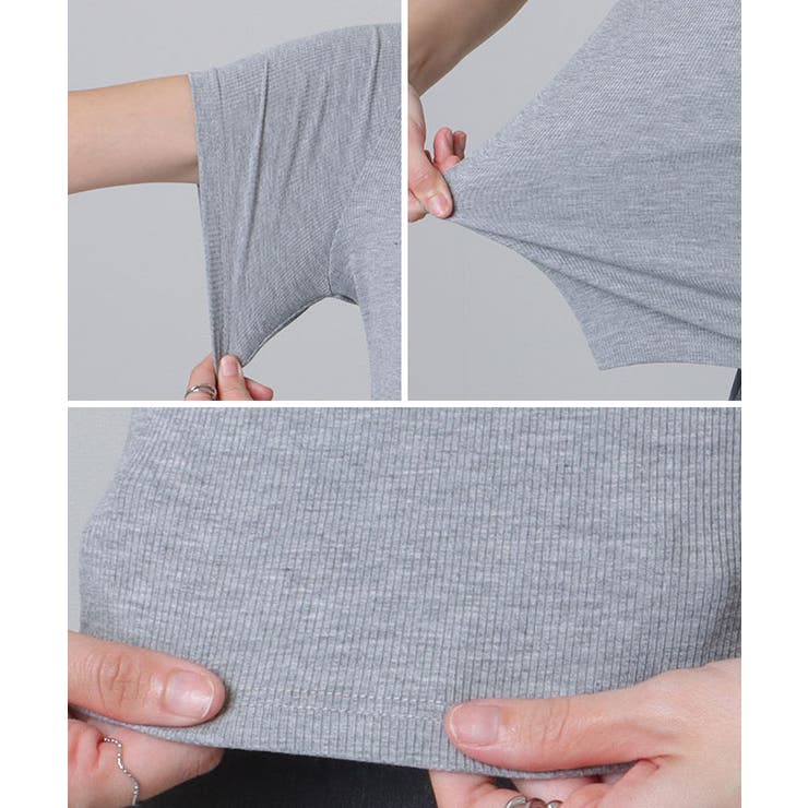 配色ライン スクエアネック ソリッド 半袖 Tシャツ | レースレディース  | 詳細画像20 