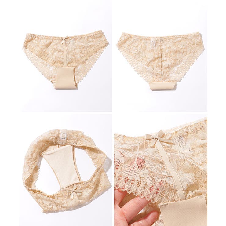 花柄 レーシィ ノンワイヤー ブラ&ショーツ セット[品番
