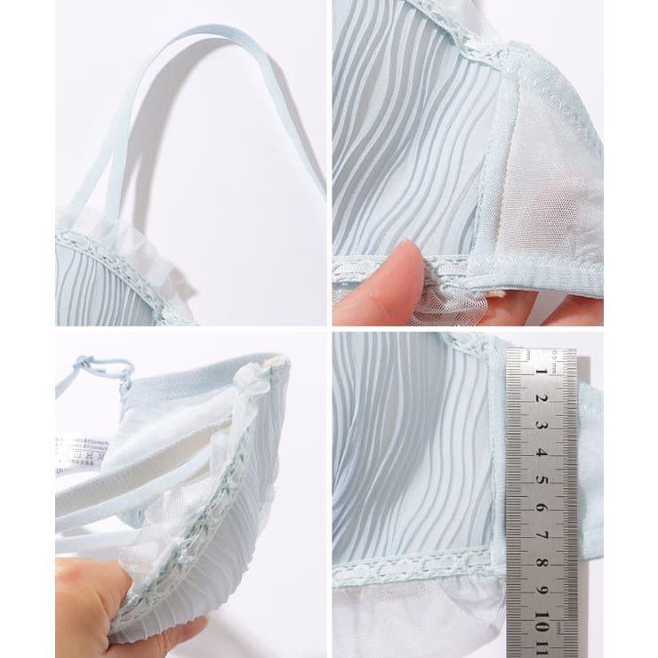 ダブルリボン チュール フリル ノンワイヤー ブラ&ショーツ | レースレディース  | 詳細画像19 