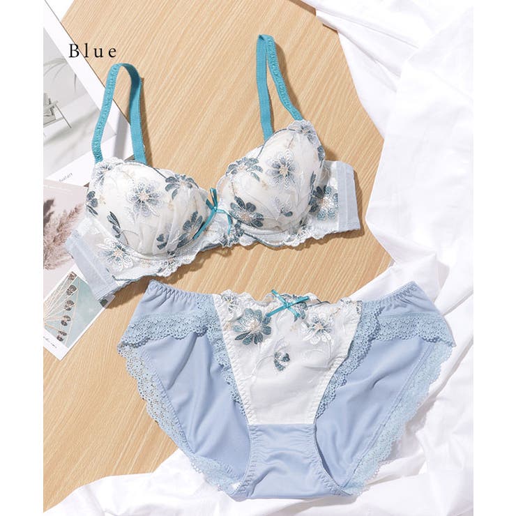 フローラル 刺繍 スカラップ レース ブラ&ショーツ | レースレディース  | 詳細画像7 