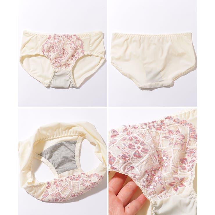 花柄 レース ビスチェ風 脇高 ブラ&ショーツ | レースレディース  | 詳細画像20 