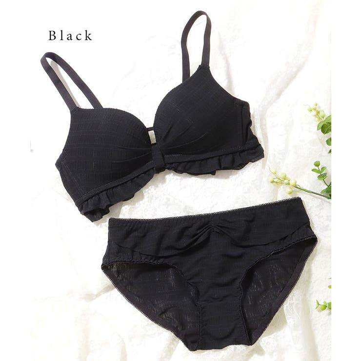 アンダーフリル リボン風 ノンワイヤー 3/4 ブラ&ショーツ | レースレディース  | 詳細画像9 