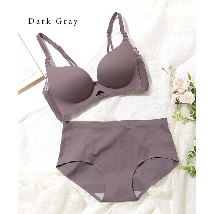 スカラップレース付き ソリッド シームレス 3/4 ブラ&ショーツ | レースレディース  | 詳細画像11 