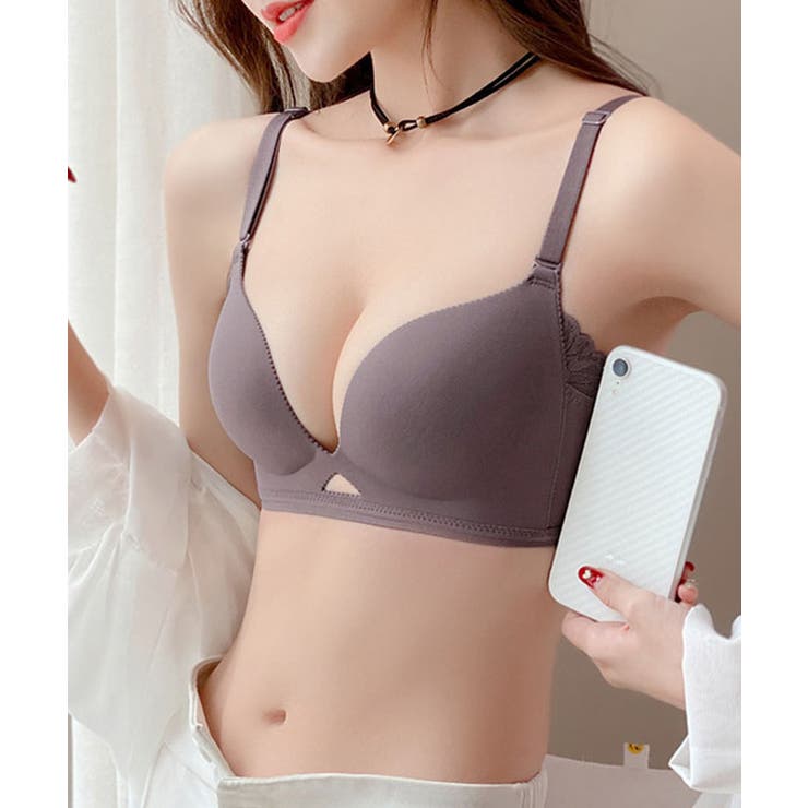 スカラップレース付き ソリッド シームレス 3/4 ブラ&ショーツ | レースレディース  | 詳細画像13 