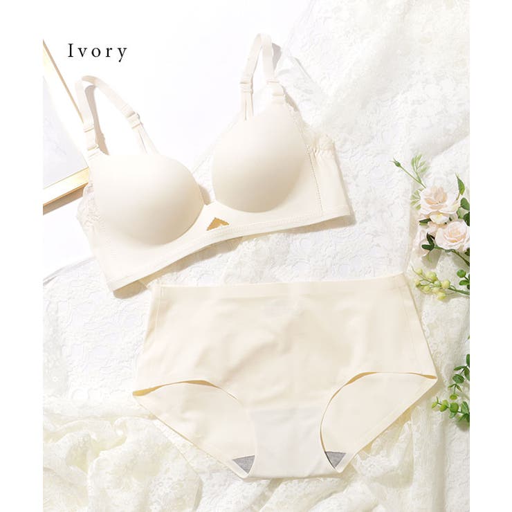 スカラップレース付き ソリッド シームレス 3/4 ブラ&ショーツ | レースレディース  | 詳細画像17 