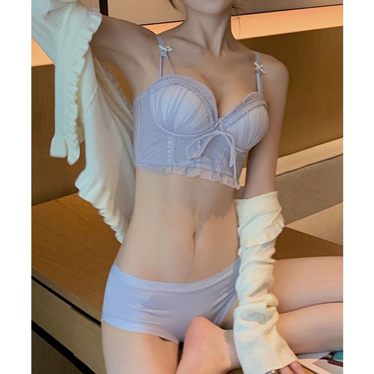 リボン レース 3/4 ビスチェ風 脇高 ブラ&ショーツ | レースレディース  | 詳細画像14 