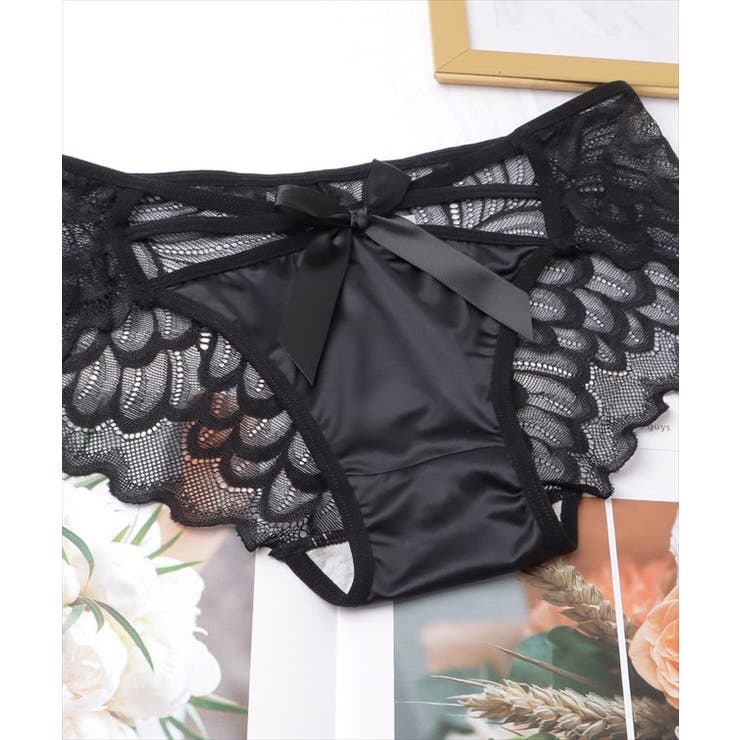 5枚セット】ビッグリボン付きレースドッキングサテンショーツ[品番