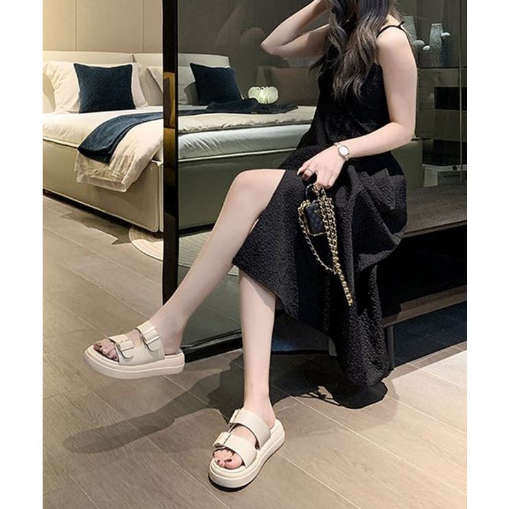 バックストラップ付き 太ベルト 厚底 コンフォート サンダル | レースレディース  | 詳細画像11 