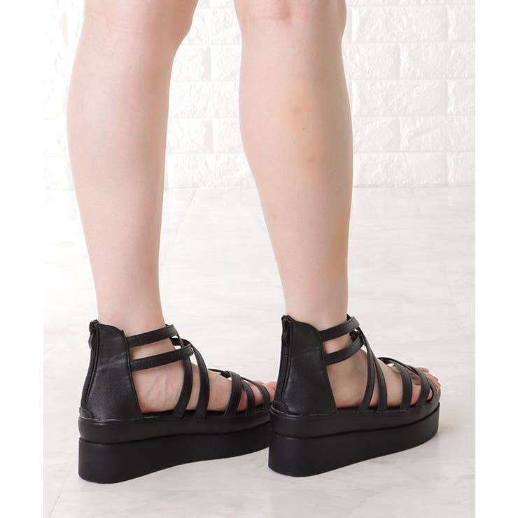 クロス ストラップ 厚底 ハイカット サンダル[品番:LCLW0006452 クロス ストラップ 厚底 ハイカット サンダル[品番:LCLW0006452