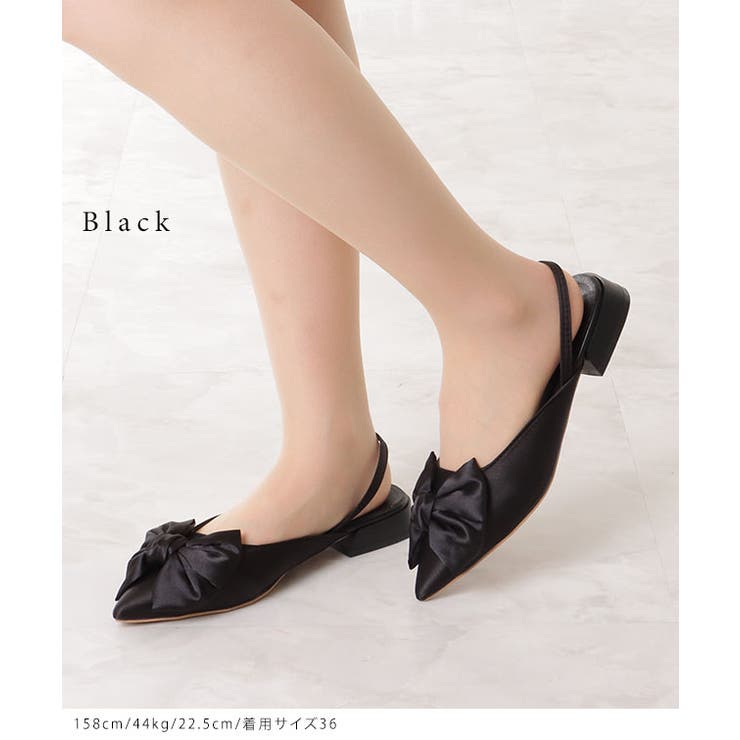 フェイクレザー バックストラップ リボン付き ポインテッド サンダル | レースレディース  | 詳細画像3 