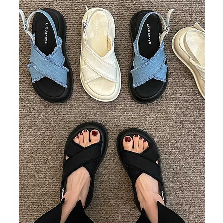 クロス フリンジ バックストラップ コンフォート サンダル | レースレディース  | 詳細画像5 