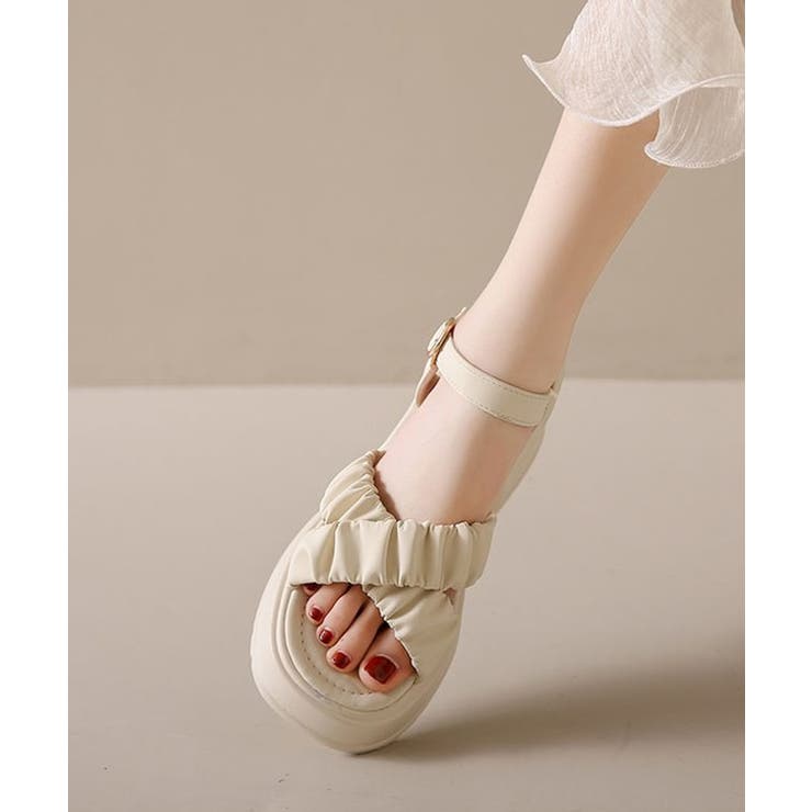 クロス シュシュ ベルト 厚底 ストラップ サンダル[品番