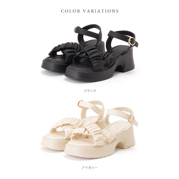 クロス シュシュ ベルト 厚底 ストラップ サンダル[品番 クロス シュシュ ベルト 厚底 ストラップ サンダル[品番