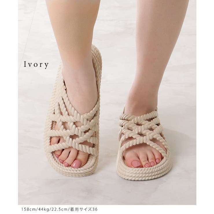ツイスト メッシュ バックストラップ フラット サンダル[品番