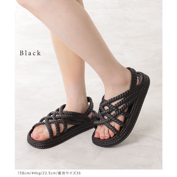 ツイスト メッシュ バックストラップ フラット サンダル[品番