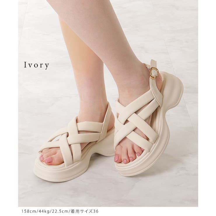 Lace Ladies サンダル バックストラップ付き 太ベルト 厚底