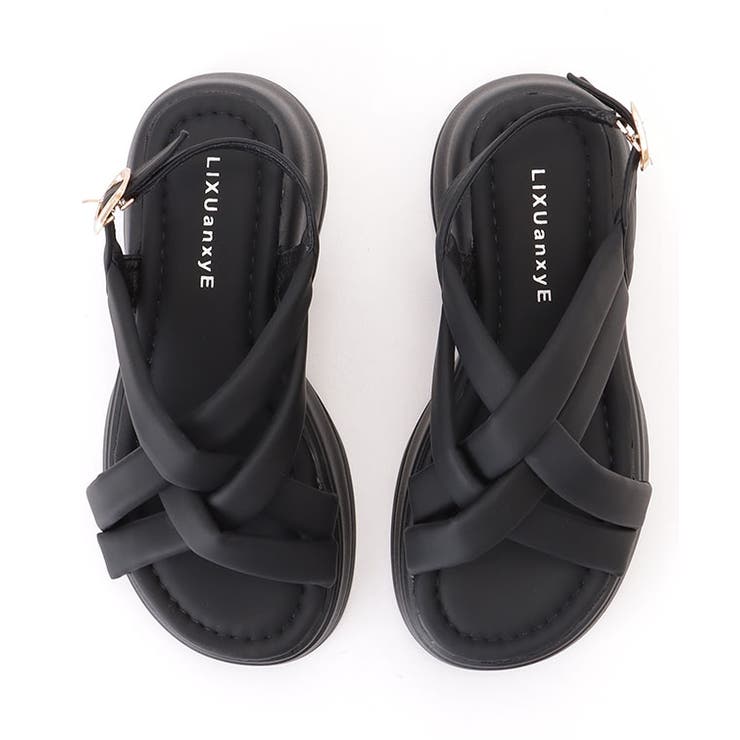 ソフト メッシュ バックストラップ 厚底 サンダル[品番