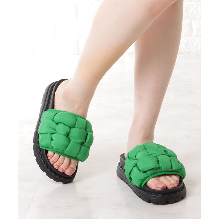 クッション メッシュ コンフォート フラット サンダル[品番
