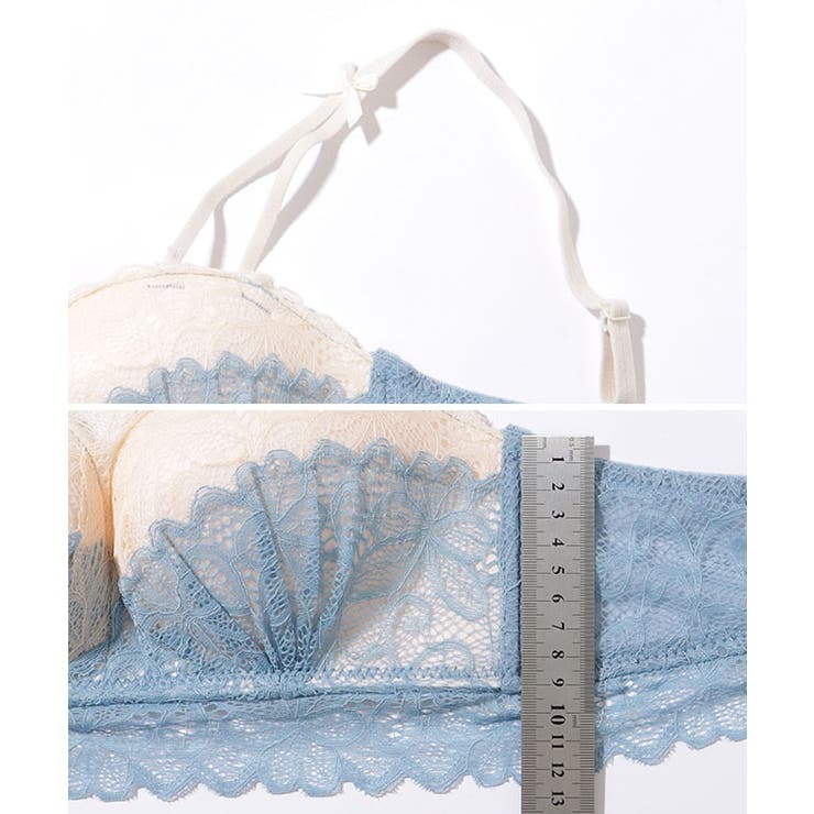 バイカラー ダブル レース ノンワイヤー ブラ&ショーツ | レースレディース  | 詳細画像19 