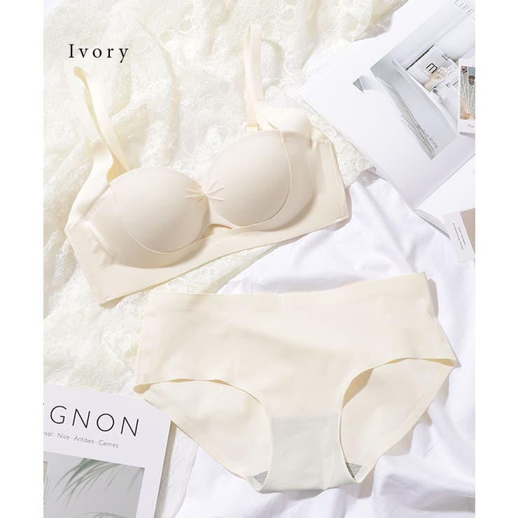 ソリッドカラー ノンワイヤー シームレス カットアウト ブラ&ショーツ | レースレディース  | 詳細画像16 