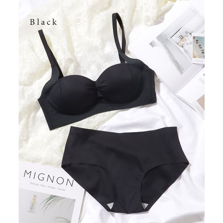 ソリッドカラー ノンワイヤー シームレス カットアウト ブラ&ショーツ | レースレディース  | 詳細画像9 