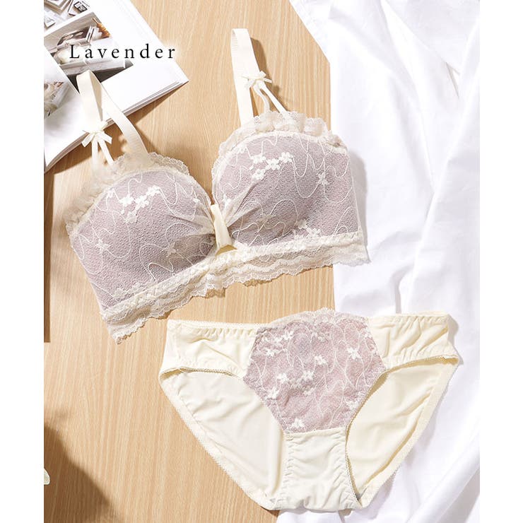 フリル レース リボン風 ノンワイヤー ブラ&ショーツ | レースレディース  | 詳細画像11 
