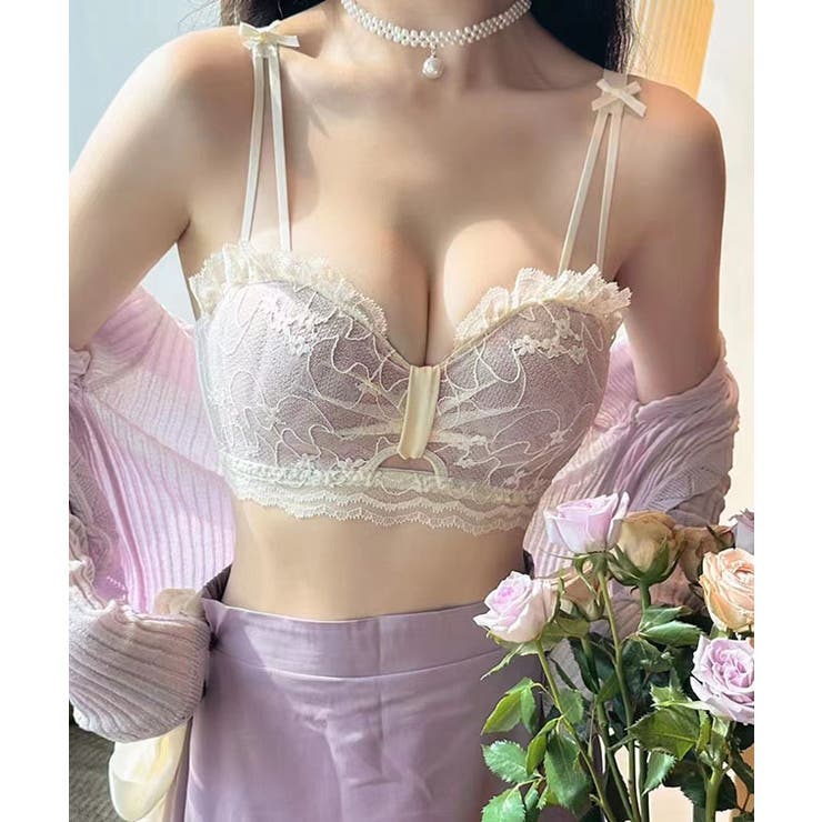 フリル レース リボン風 ノンワイヤー ブラ&ショーツ | レースレディース  | 詳細画像13 