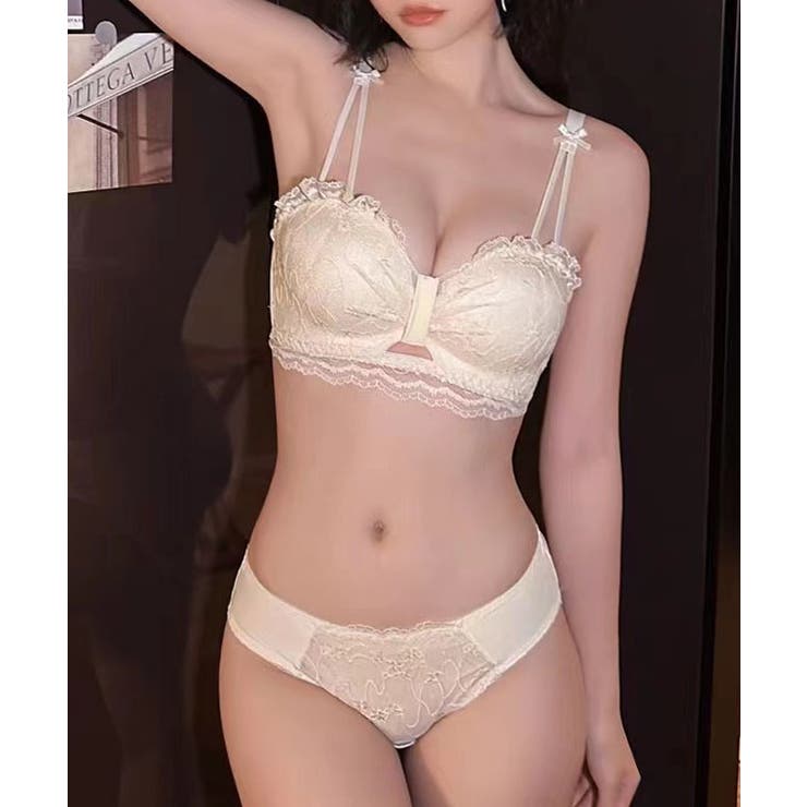 フリル レース リボン風 ノンワイヤー ブラ&ショーツ | レースレディース  | 詳細画像17 