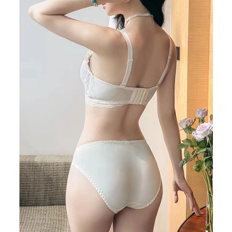 フリル レース リボン風 ノンワイヤー ブラ&ショーツ | レースレディース  | 詳細画像18 