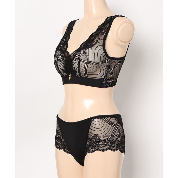 Vネック チャーム付き レーシィ ソフト ノンワイヤー ブラ&ショーツ | レースレディース  | 詳細画像12 