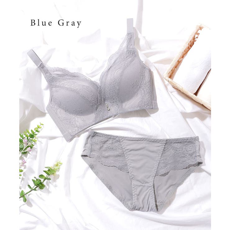 チャーム付き Vネック レーシィ 脇高 ノンワイヤー ブラ&ショーツ | レースレディース  | 詳細画像14 