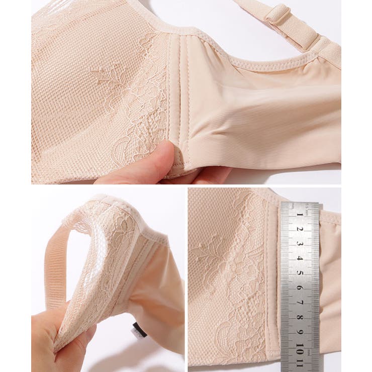 チャーム付き Vネック レーシィ 脇高 ノンワイヤー ブラ&ショーツ | レースレディース  | 詳細画像19 