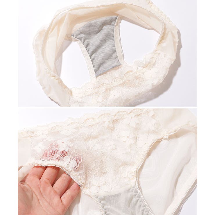 2WAY 花柄 レース カットアウト 1/2 ブラ&ショーツ[品番