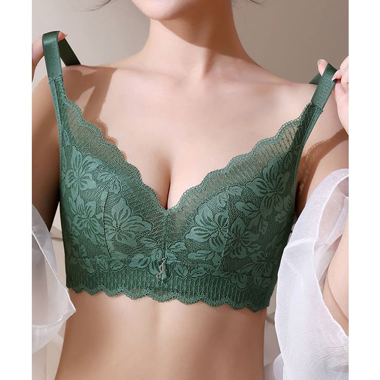 チャーム付き 脇高 レース 3/4 ノンワイヤー ブラジャー | レースレディース  | 詳細画像12 